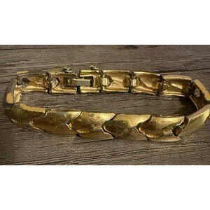 Vintage Monet Gold Tone Bracelet with Safety Chain